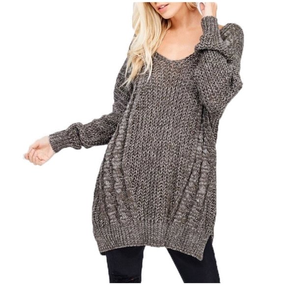 Wishlist Sweaters - WISHLIST OVERSIZED CHUNKY KNIT HEATHER SWEATER M/L